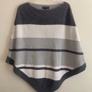 Barefoot Dreams Navy and Gray Striped Poncho